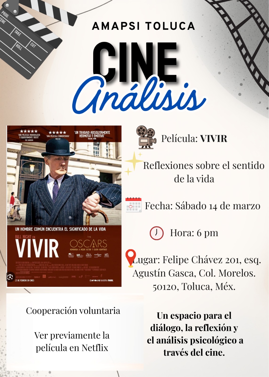 Cine análisis en AMAPSI Toluca — Vivir