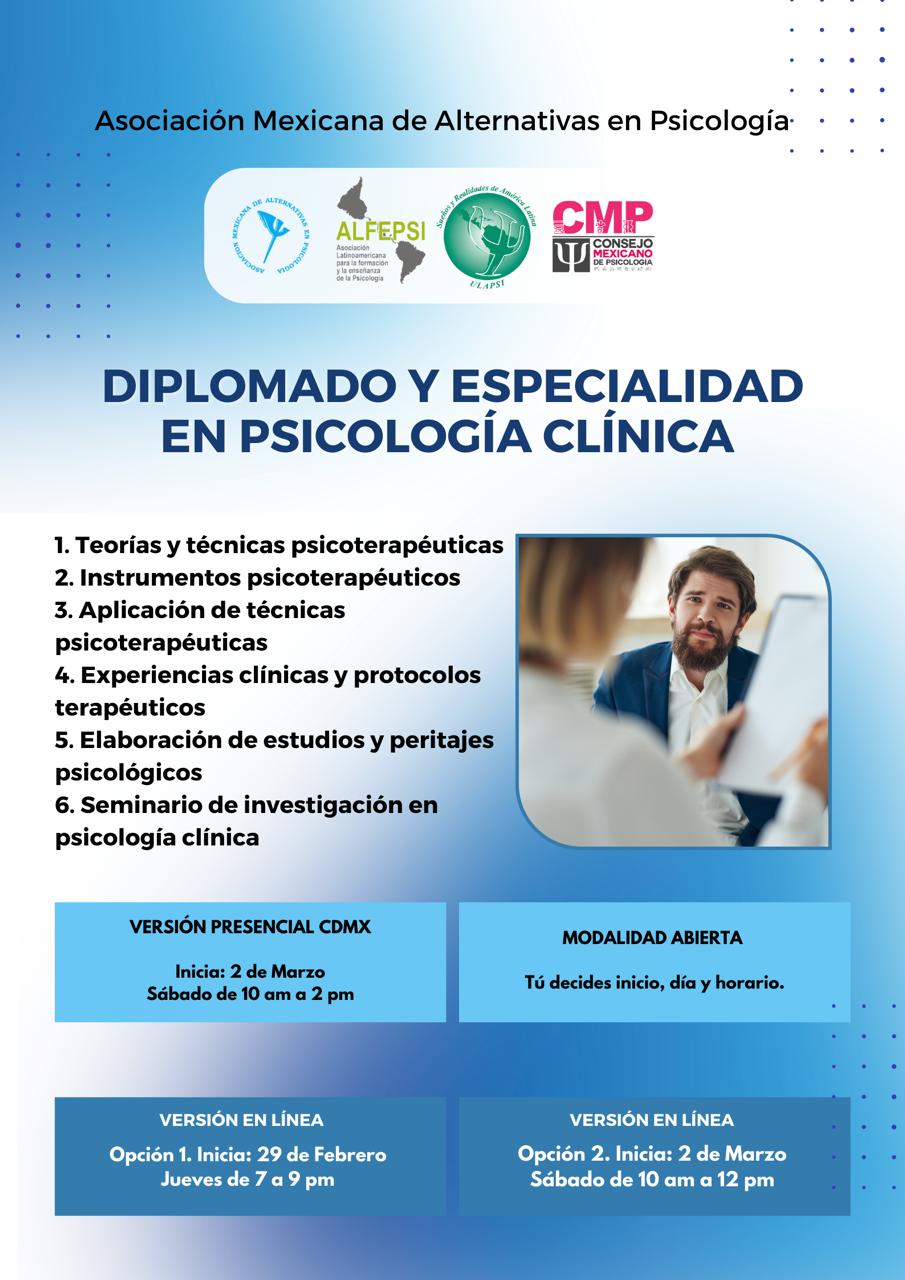 Diplomado y especialidad en Psicología Clínica
